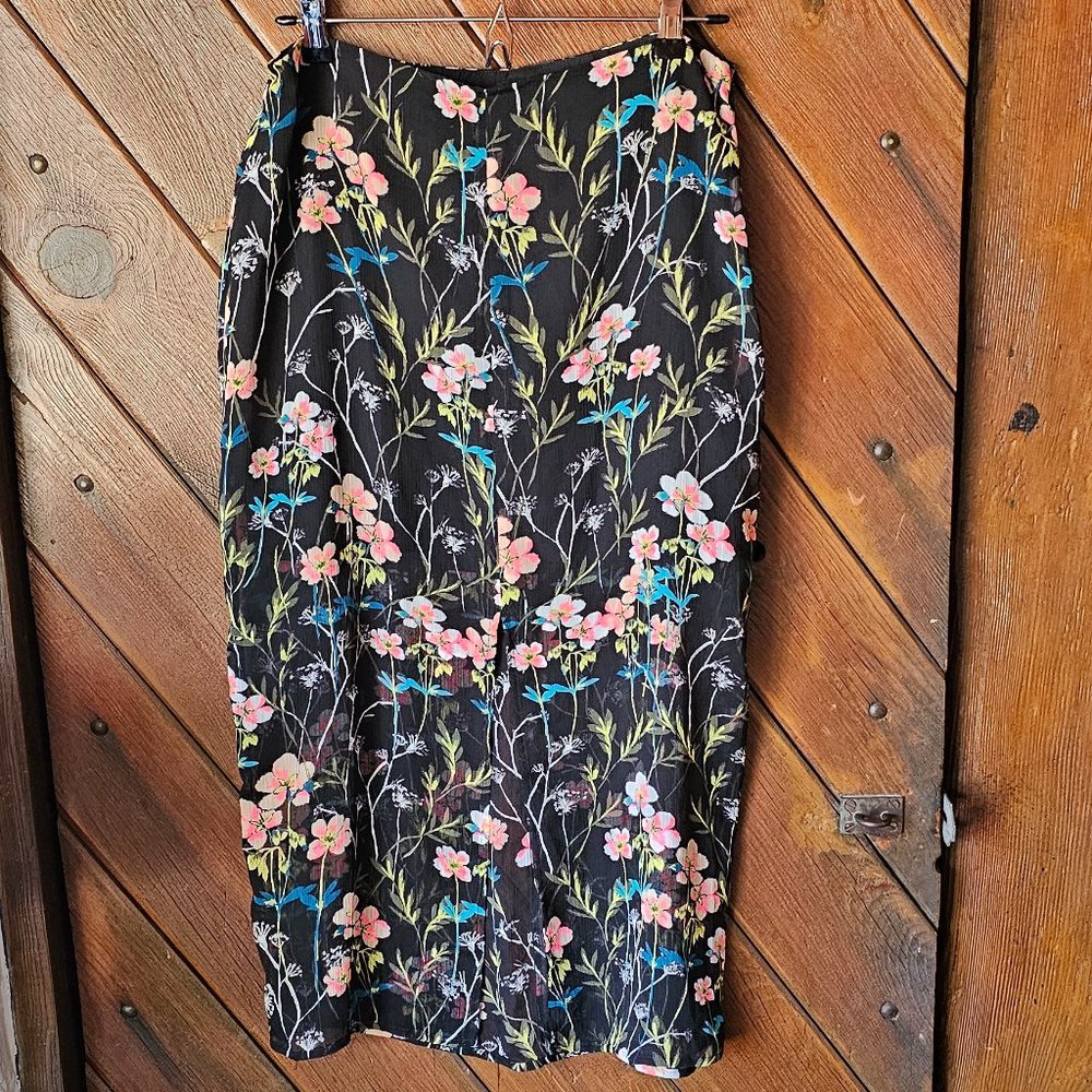 Express floral midi skirt size M